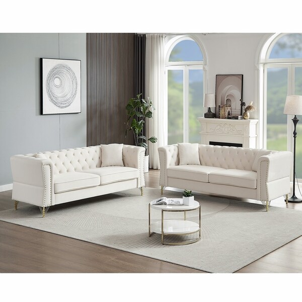 3+3 Seater Chesterfield Sofa,Oversized Velvet Tufted